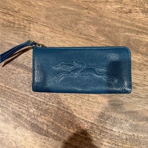 Longchamp Blue Leather Zip wallet
